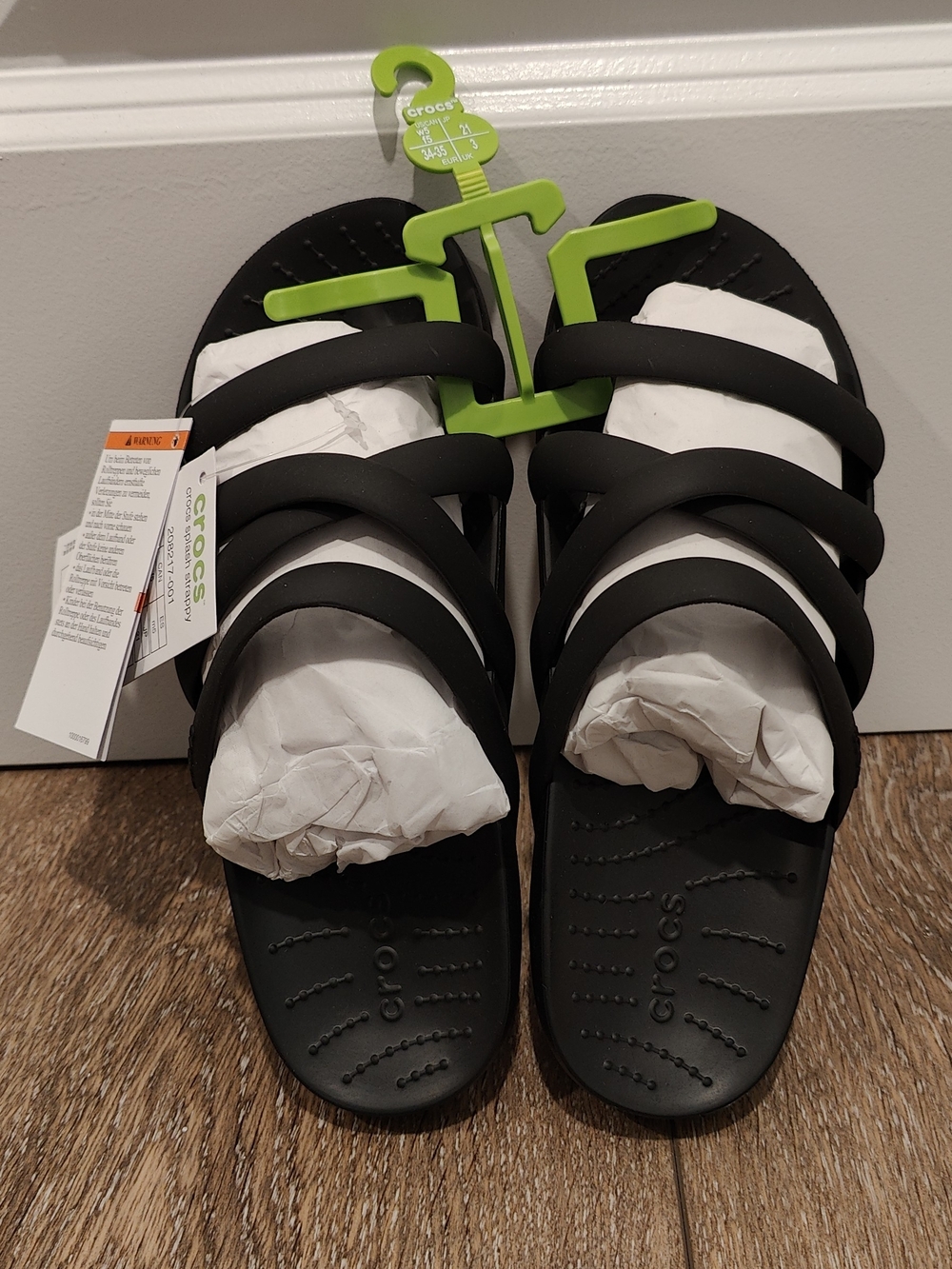 Crocs Black Strappy Slide Sandals